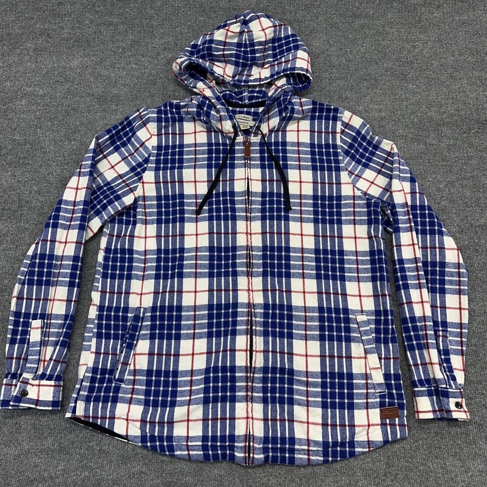L.L. Bean Blue and White Plaid Hoodie